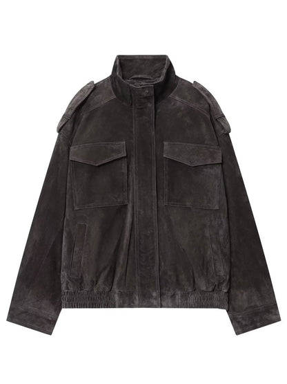 Suede Leather Pockets Jacket