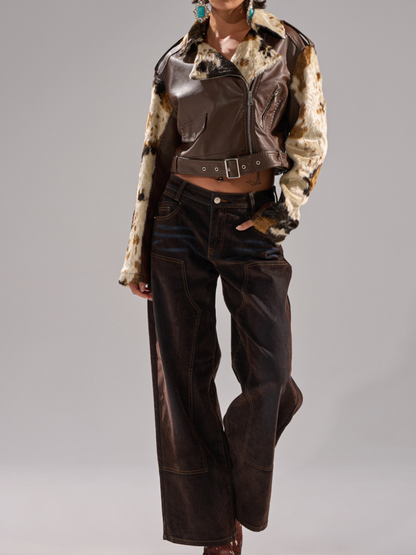 Faux Leather Short Biker Jacket