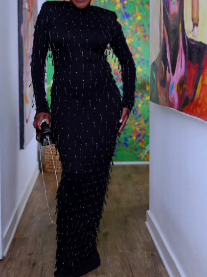 Slim-Fit Dress With Beaded Pendant