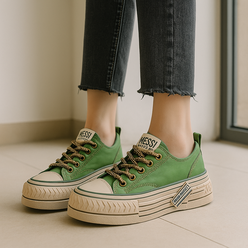Green Canvas Low - Top Sneakers