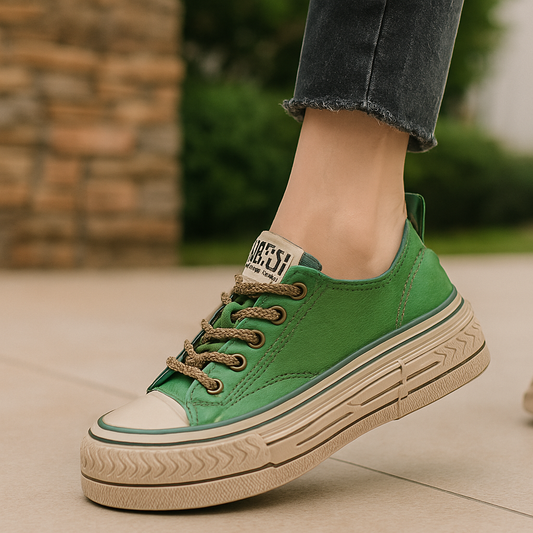Green Canvas Low - Top Sneakers