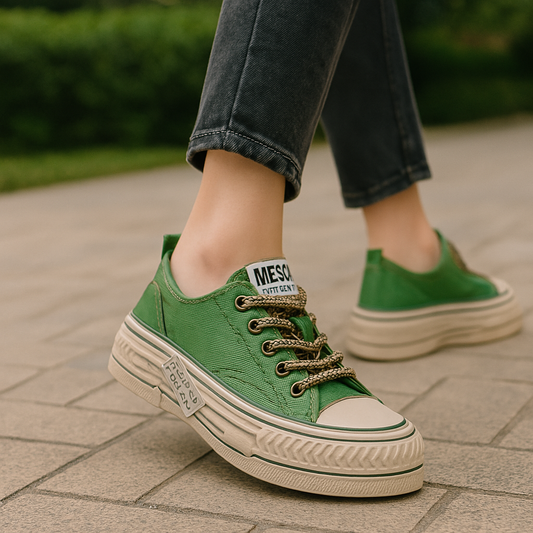 Green Canvas Low - Top Sneakers