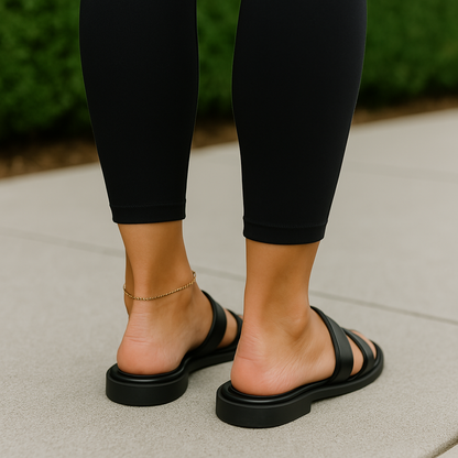 Cut - Out Slide Sandals with Contrast Design