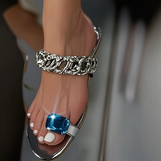 Statement Chain & Gem Toe - Ring Sandals