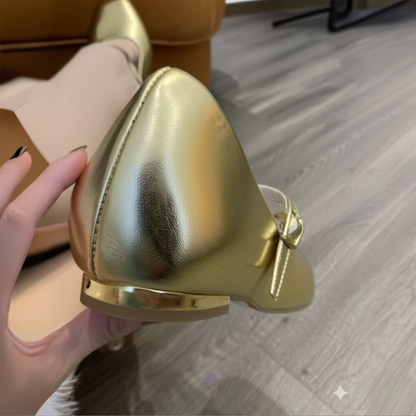 Golden Mary Jane Flats Product Information