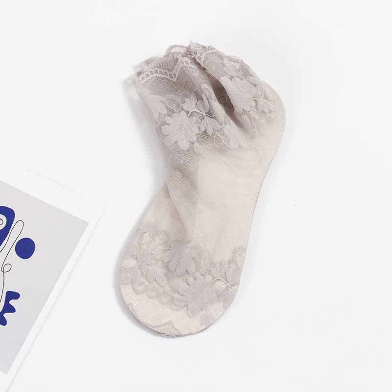 Elastic Floral Mesh Ankle Socks