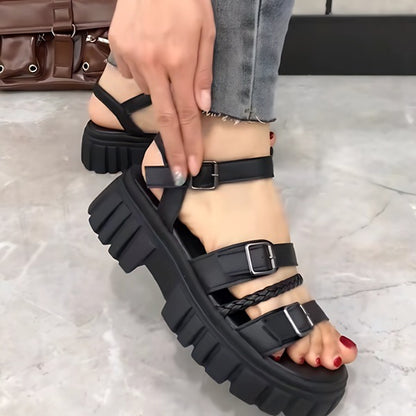 Edgy Black Platform Gladiator Sandals