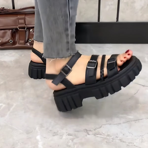 Edgy Black Platform Gladiator Sandals