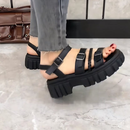 Edgy Black Platform Gladiator Sandals