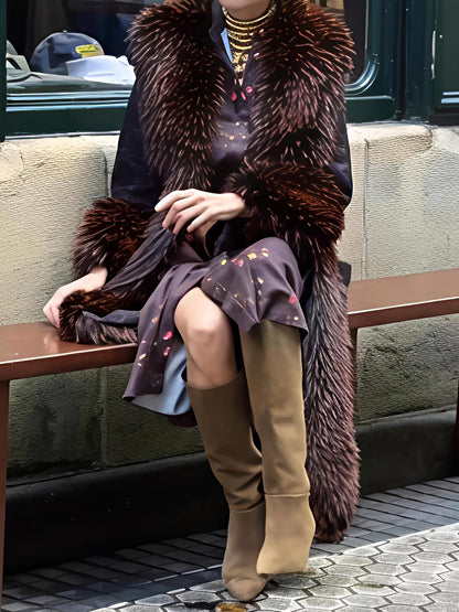 Fashion Patchwork Faux Fur Coat