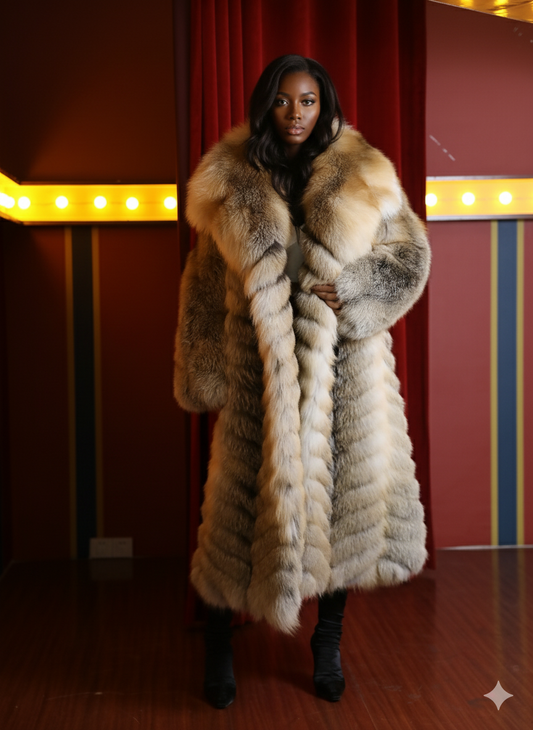 Luxury Grdient Faux Fur Long Coat