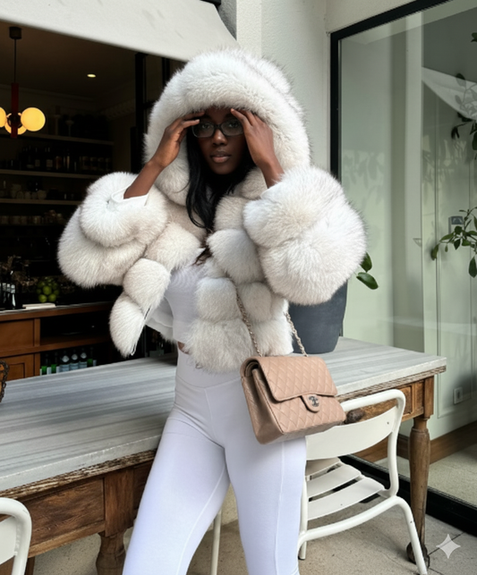 White Faux Fur Hooded Jacket