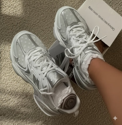Silver Polka Dot Chunky Lace - Up Sneakers