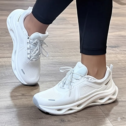 White Mesh Lace - Up Athletic Sneakers