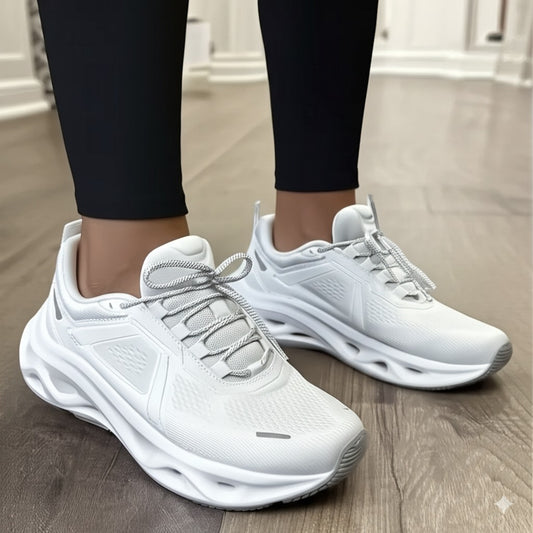 White Mesh Lace - Up Athletic Sneakers