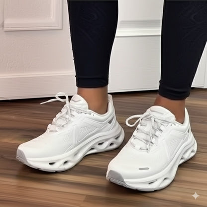 White Mesh Lace - Up Athletic Sneakers
