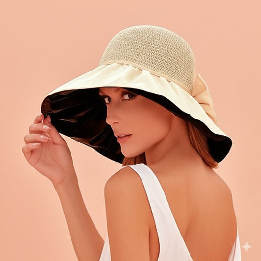 Women's Wide Brim Sun Hat with Bow
