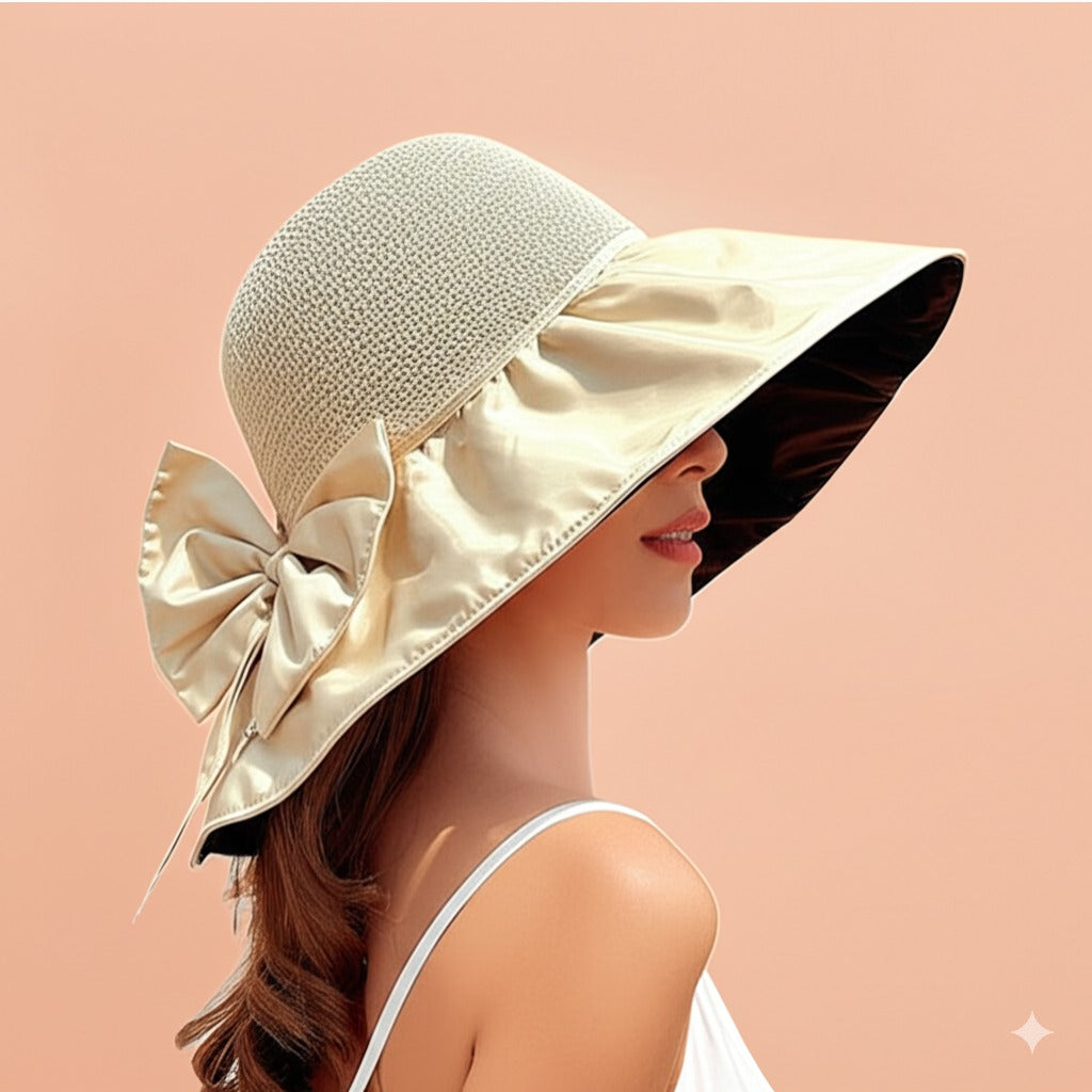 Women's Wide Brim Sun Hat with Bow