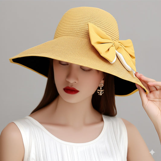 Women's Wide Brim Sun Hat with Bow