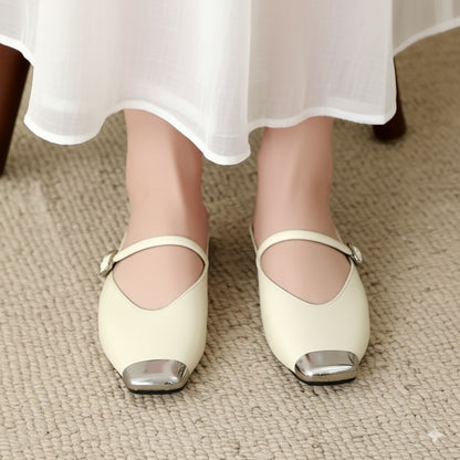 Toe Mules with Metal Cap