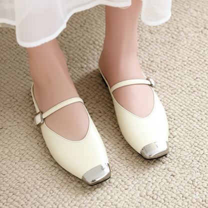 Toe Mules with Metal Cap