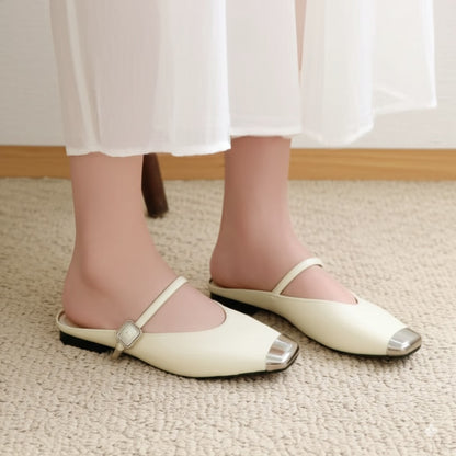 Toe Mules with Metal Cap