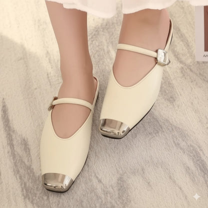 Toe Mules with Metal Cap