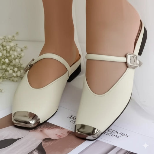 Toe Mules with Metal Cap