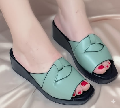 Cross - Strap Wedge Mules