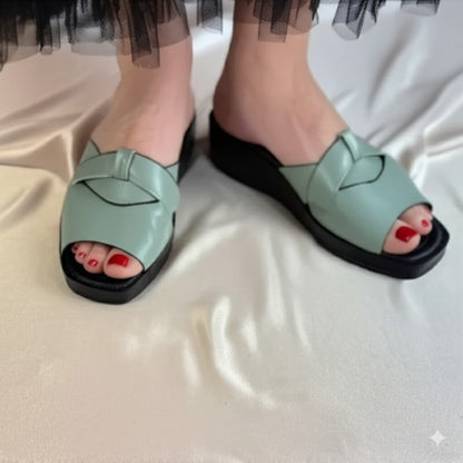 Cross - Strap Wedge Mules