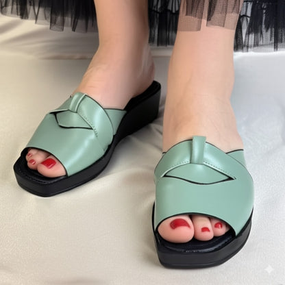 Cross - Strap Wedge Mules