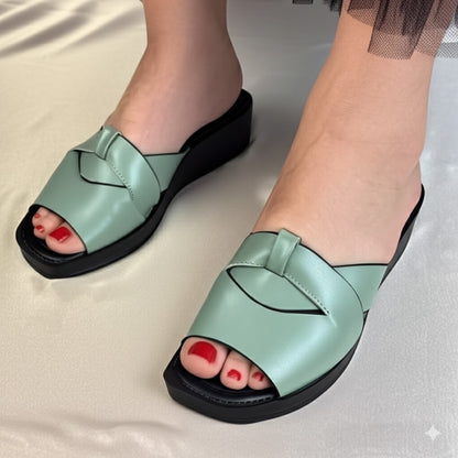 Cross - Strap Wedge Mules