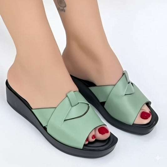 Cross - Strap Wedge Mules