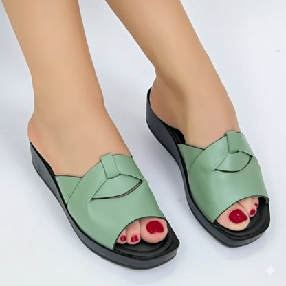 Cross - Strap Wedge Mules