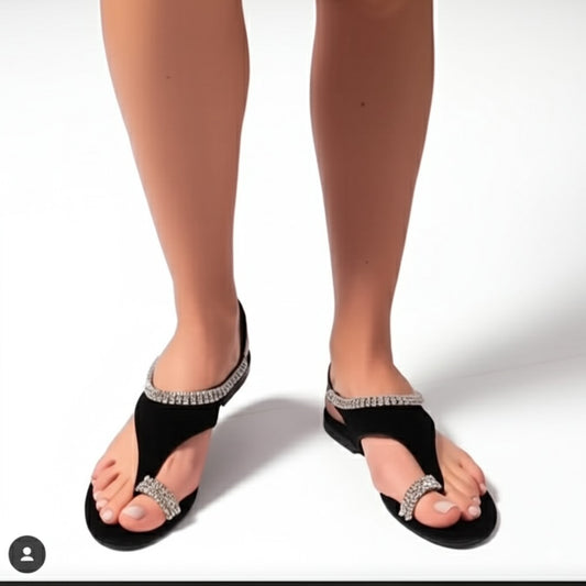 Rhinestone Embellished Thong Sandals