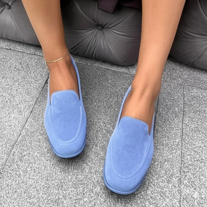 Light Blue Suede Slip - On Loafers