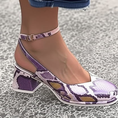 Ankle Strap Block Heel Pumps
