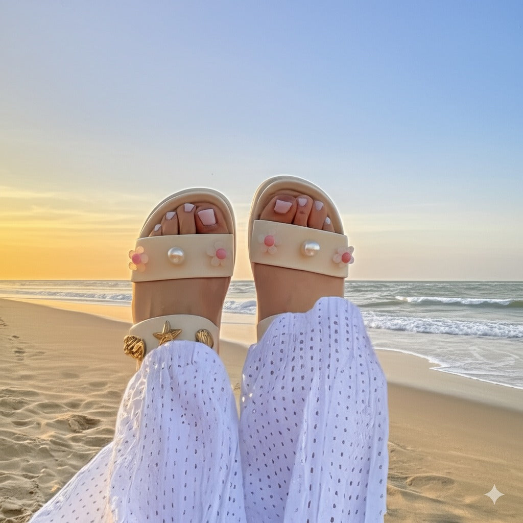 Beach - Inspired Embellished Slide Sandals