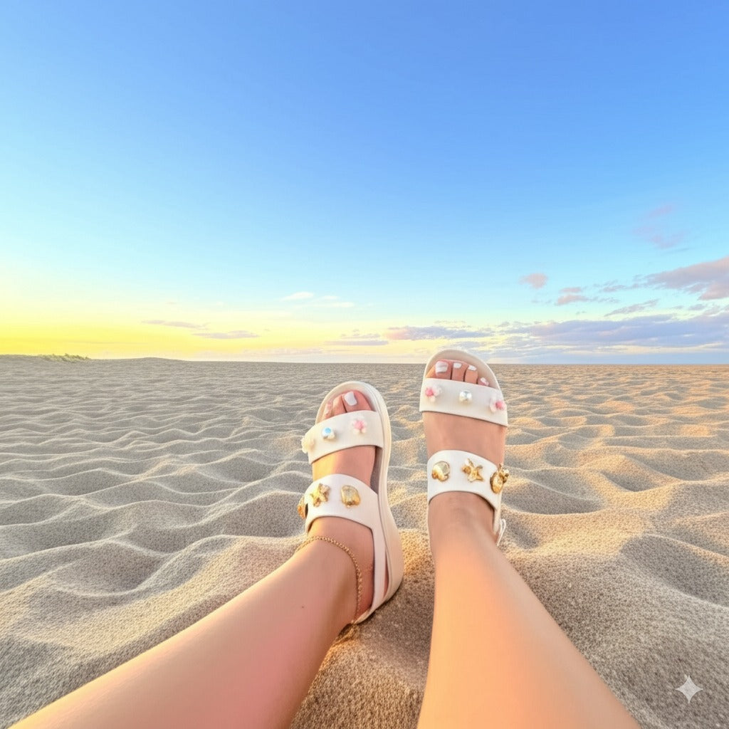 Beach - Inspired Embellished Slide Sandals