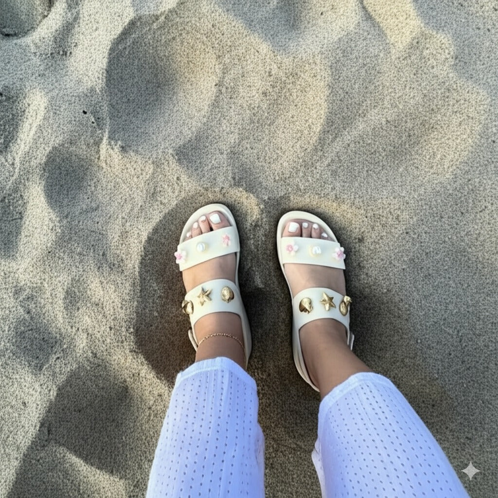 Beach - Inspired Embellished Slide Sandals