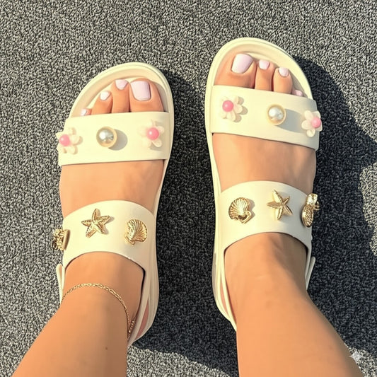 Beach - Inspired Embellished Slide Sandals
