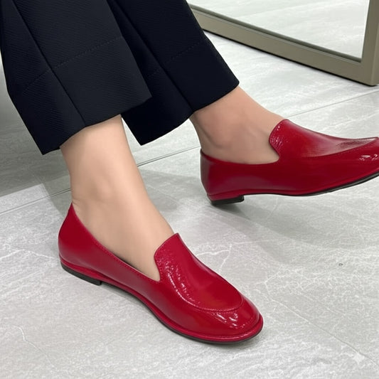 Red Patent Slip - On Flats