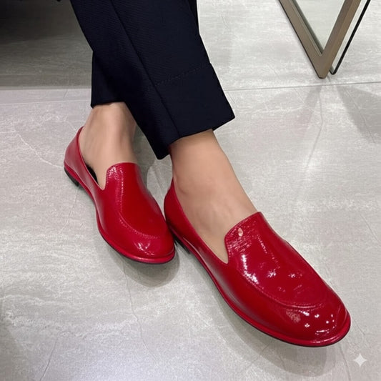 Red Patent Slip - On Flats