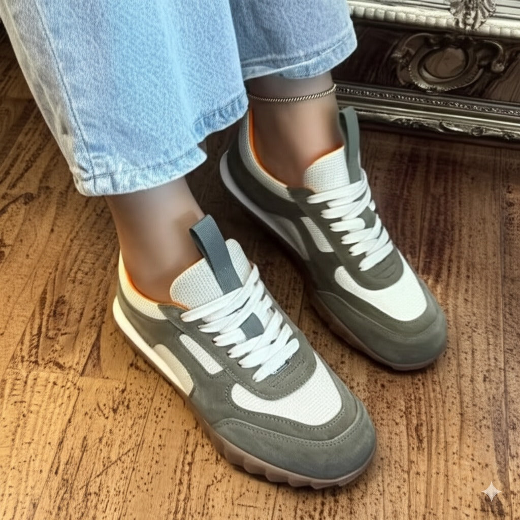 Mesh And Suede Retro - Style Sneakers