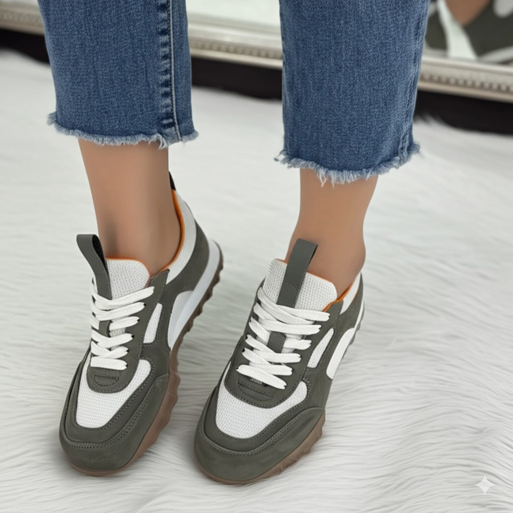 Mesh And Suede Retro - Style Sneakers