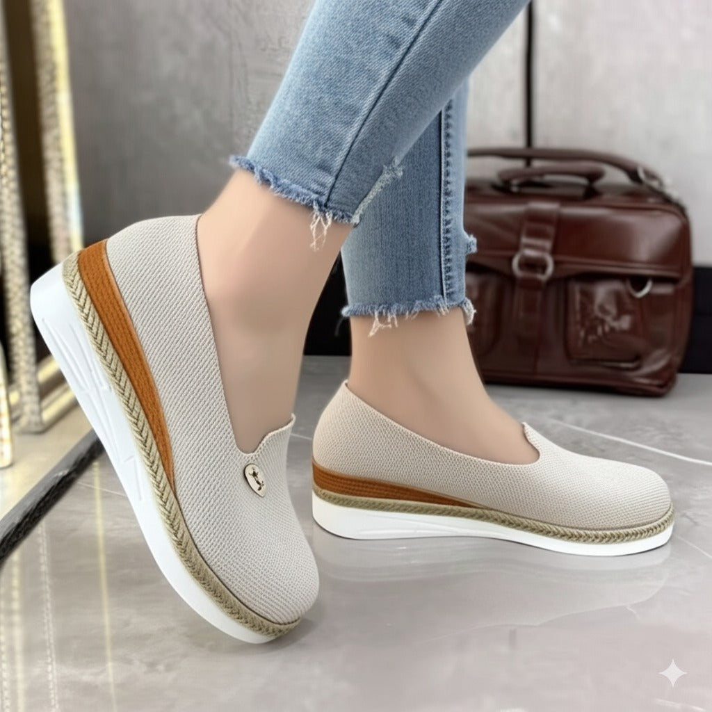 Linen - Textured Espadrille Wedge Loafers