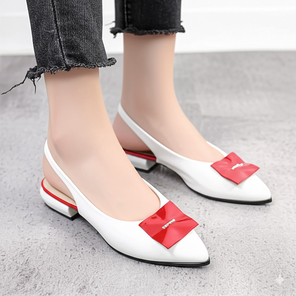 Slingback Flats With Red Bow