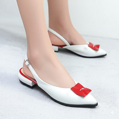 Slingback Flats With Red Bow