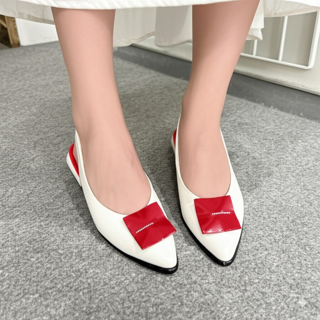 Slingback Flats With Red Bow