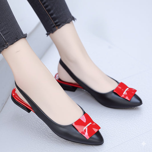 Slingback Flats With Red Bow